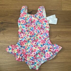 FLORENCE EISEMAN Tropical Tides Floral Swimsuit With Hip Ruffles size 4T. NWT